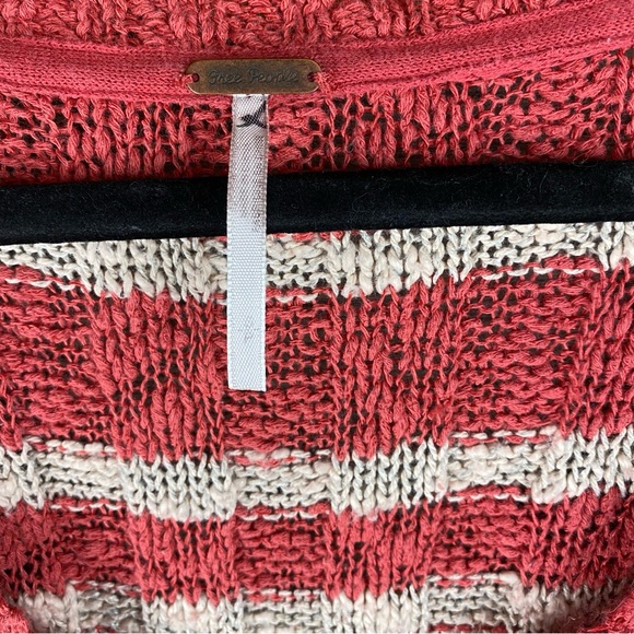 Free People Terracotta chunky knit linen blend split sleeve sweater size S - Picture 7 of 11
